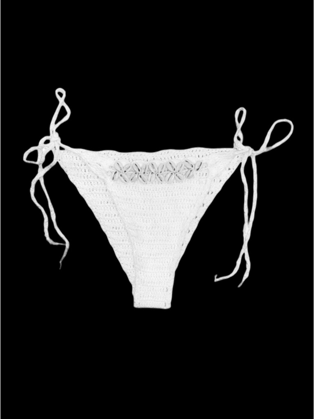 Women’s Handmade Crochet Seashell Triangle Cheeky Bikini Bottom Size Medium